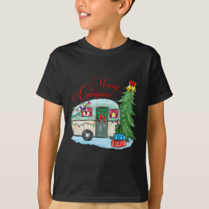 Camiseta Feliz Natal de Camping Santa Camper Caminhão de Ca