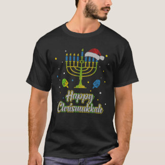 Camiseta Feliz Natal de Chrismukkah Ugly Hanukkah