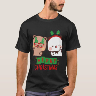 Camiseta Feliz Natal De Dudu Bear E Bubu Panda