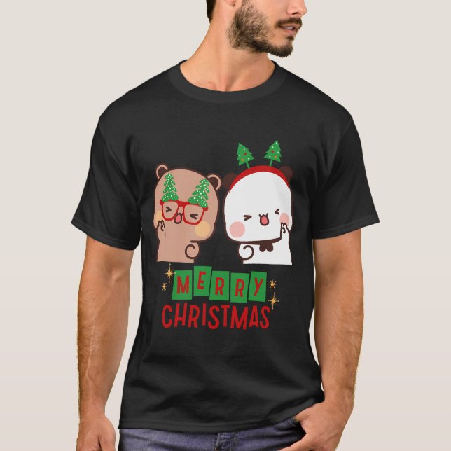 Camiseta Feliz Natal De Dudu Bear E Bubu Panda (Frente)