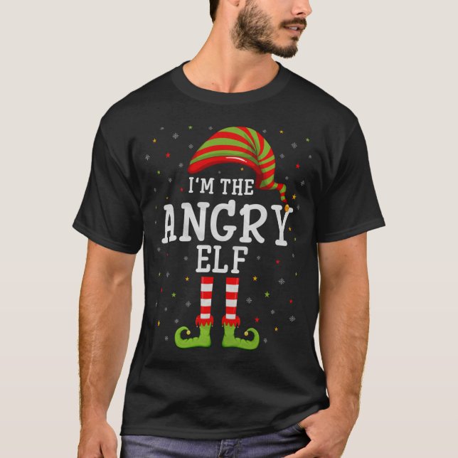 Camiseta Feliz Natal de Elf Engraçado Eu sou o E irritado (Frente)