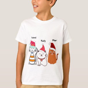 Camiseta Feliz Natal de Gatinho Personalizado