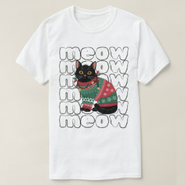Camiseta Feliz Natal de Gato Negro