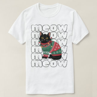 Camiseta Feliz Natal de Gato Negro