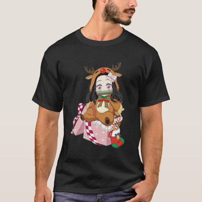 Camiseta Feliz Natal De Nezuko Kamado Demon Slayer (Frente)