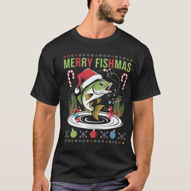 Camiseta Feliz Natal de Pesca (Frente)