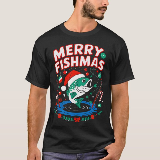 Camiseta Feliz Natal de Pesca (Frente)