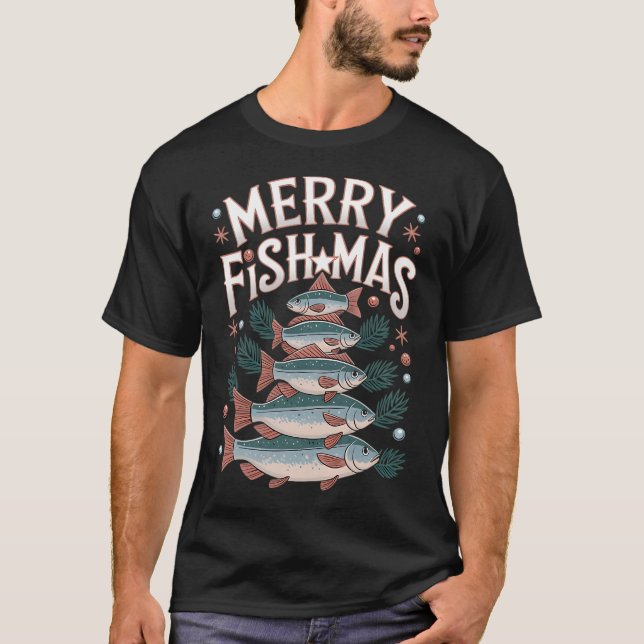 Camiseta Feliz Natal de Pesca (Frente)