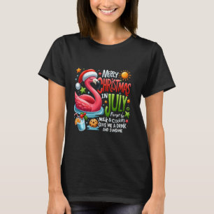 Camiseta Feliz Natal De Verão Flamingo Feliz Natal