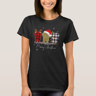 Camiseta Feliz Natal Dentes de Elfo Papai Noel Rena Leopard
