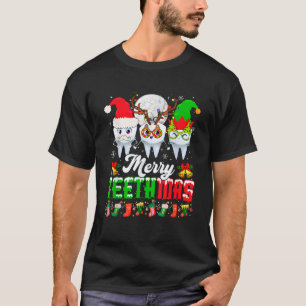 Camiseta Feliz Natal Dentes Três Papai Noel Rena Elf Tee