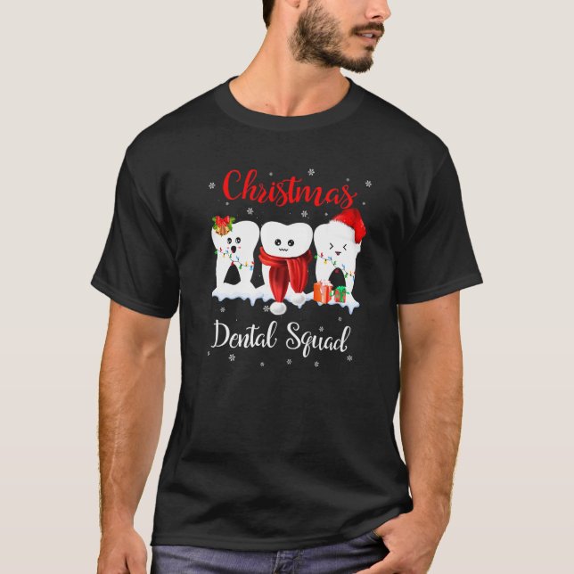 Camiseta Feliz Natal Dentista de Fada de Dentes de Esquadrã (Frente)