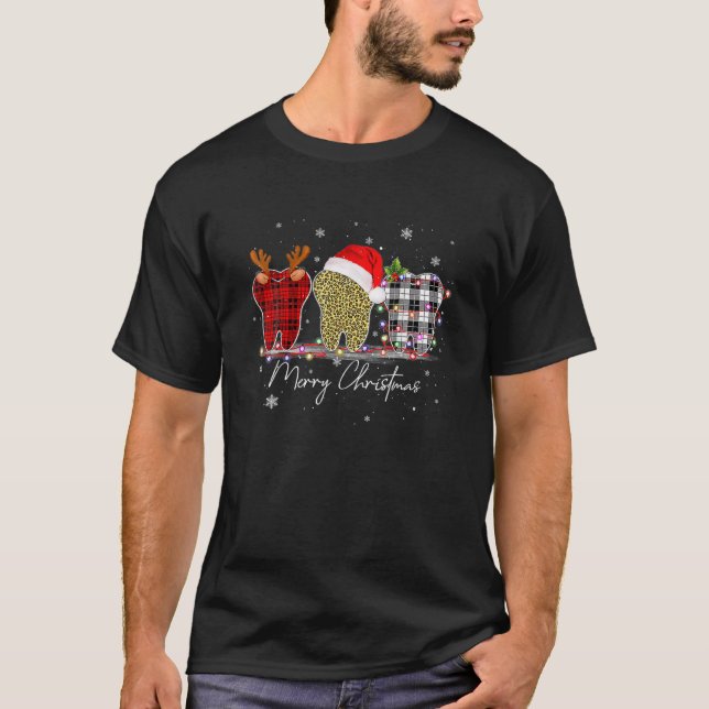 Camiseta Feliz Natal Dentista Dente Santa Hat Xmas Leopa (Frente)