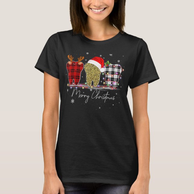 Camiseta Feliz Natal Dentista Dente Santa Hat Xmas Leopa (Frente)