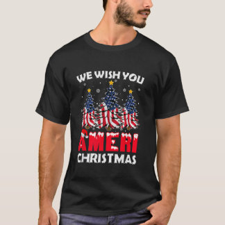 Camiseta Feliz Natal Desejamos-Lhe Ameri Xmas American Fl