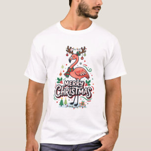 Camiseta Feliz Natal Design de Férias de Flamingo