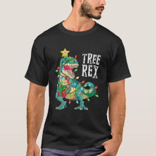Camiseta Feliz Natal Dinossauro Árvore Rex Pajamas Homens