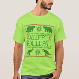 Camiseta Feliz Natal Dinossauro Ugly Xmas Sweater