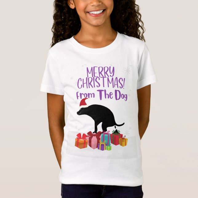 Camiseta Feliz Natal do Cachorro da Pooping (Frente)