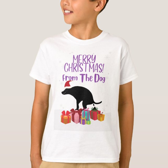 Camiseta Feliz Natal do Cão Pooping (Frente)