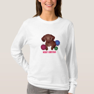 Camiseta Feliz Natal do filhote de cachorro do Dachshund!