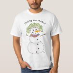 Camiseta Feliz Natal do Froman Funny<br><div class="desc">Com um excelente de cabelo novo de galhos de pinheiros, Frosty, o boneco de neve, agora é Frosty, o Froman! Compartilhe boas risadas este ano com esta ilustração cômica de desenho animado de boneco de neve criada por Raphaela Wilson. O design retrata uma apresentação de arte alegre, em quadrinhos, de...</div>