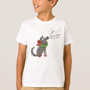Camiseta Feliz Natal do Lobo Engraçado Feriado