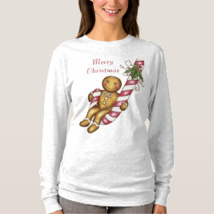 Camiseta Feliz Natal do pão-de-espécie do t-shirt do Nata