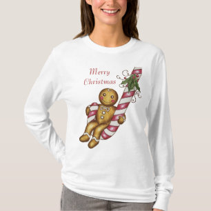 Camiseta Feliz Natal do pão-de-espécie do t-shirt do Nata