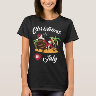 Camiseta Feliz Natal do Papai Noel em julho Tropical