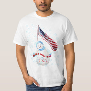 Camiseta Feliz Natal do t-shirt do boneco de neve dos EUA