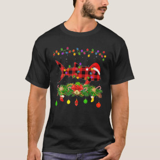 Camiseta Feliz Natal do Tubarão-Xadrez de Búfalo