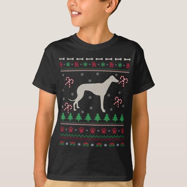 Camiseta Feliz Natal do Xmas Feio Italiano Cão de Greyhound (Frente)