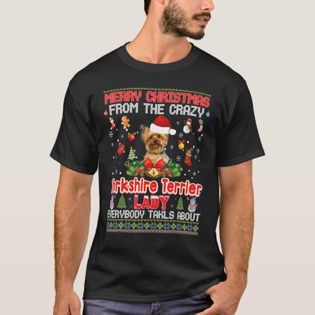 Camiseta Feliz Natal Do Yorkshire Terrier Dog Lad (Frente)