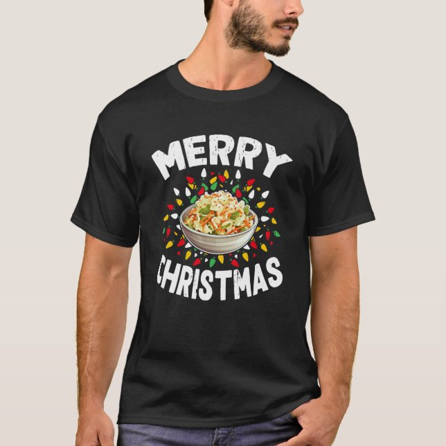Camiseta Feliz Natal Doadores Engraçados Comida Coleslaw (Frente)