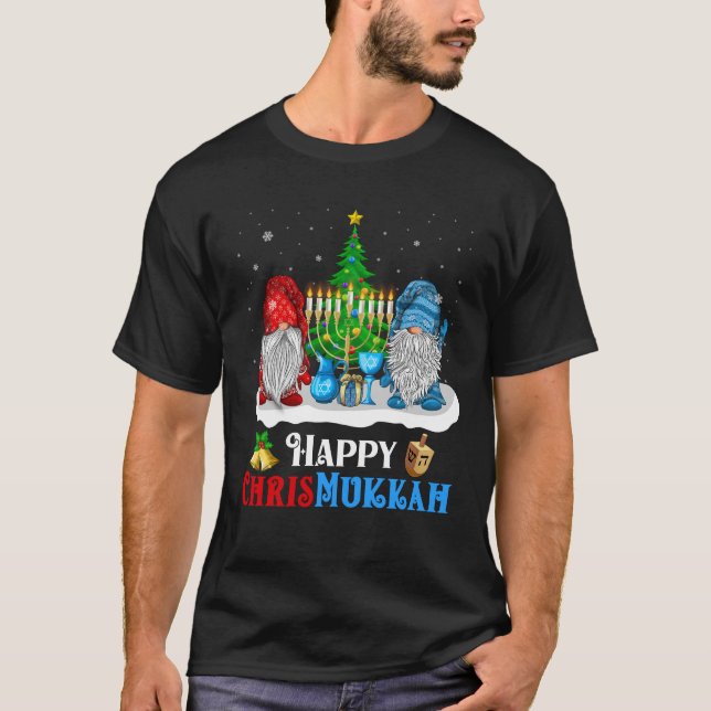 Camiseta Feliz Natal dos Gnomos Chrismukkah e Chrismukkah (Frente)
