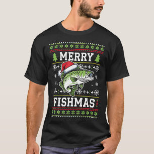Camiseta Feliz Natal dos Peixes Pesca Feia de Natal Robalo