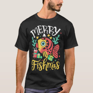 Camiseta Feliz Natal dos Peixes Piada de Natal de Pesca