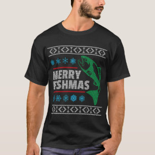 Camiseta Feliz Natal dos Peixes Piada Divertida de Natal do