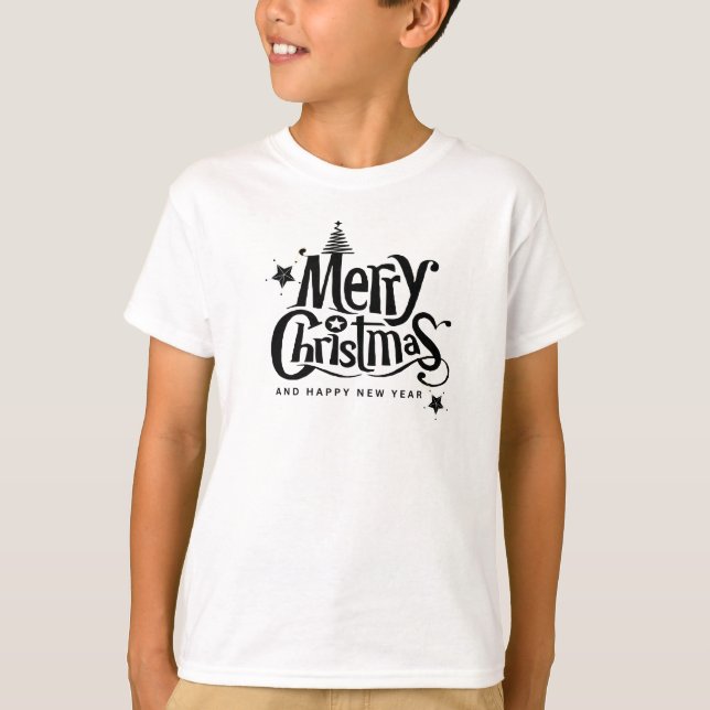 Camiseta Feliz Natal e Feliz ano novo T-Shirt (Frente)