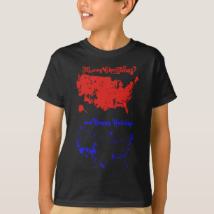 Camiseta Feliz Natal E Feliz Mapa Festivo Dos Eua