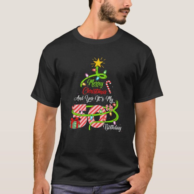 Camiseta Feliz Natal e Sim É o meu 50º aniversário Chri (Frente)