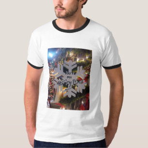 Camiseta Feliz Natal e uma Arte em Floco de Neve Feliz ano