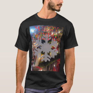 Camiseta Feliz Natal e uma Arte em Floco de Neve Feliz ano
