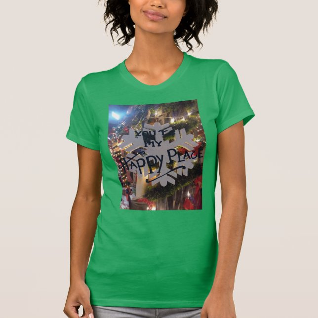 Camiseta Feliz Natal e uma Arte em Floco de Neve Feliz ano  (Frente)
