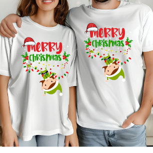 Camiseta Feliz Natal Elf Matching Family Modern Xmas