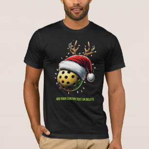 Camiseta Feliz Natal Elfo do Pickleball Papai Noel do Pickl
