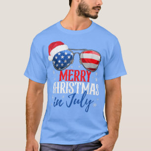Camiseta Feliz Natal Em Julho, Bandeira Americana Santa Cla