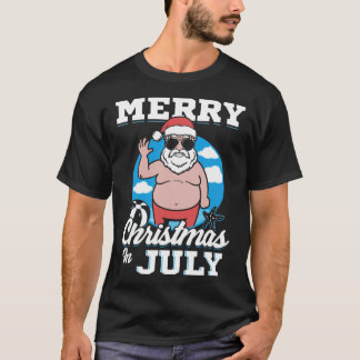 Camiseta Feliz Natal Em Julho Divertido Papai Noel