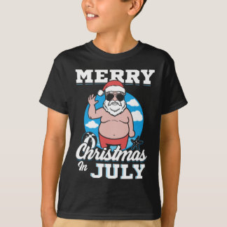 Camiseta Feliz Natal Em Julho Divertido Papai Noel